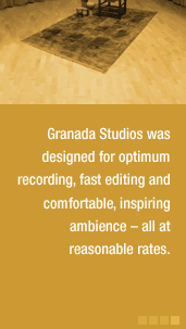 Granada Studios was designed for optimum recording, fast editing and comfortable, inspiring ambience-all at reasonable rates.